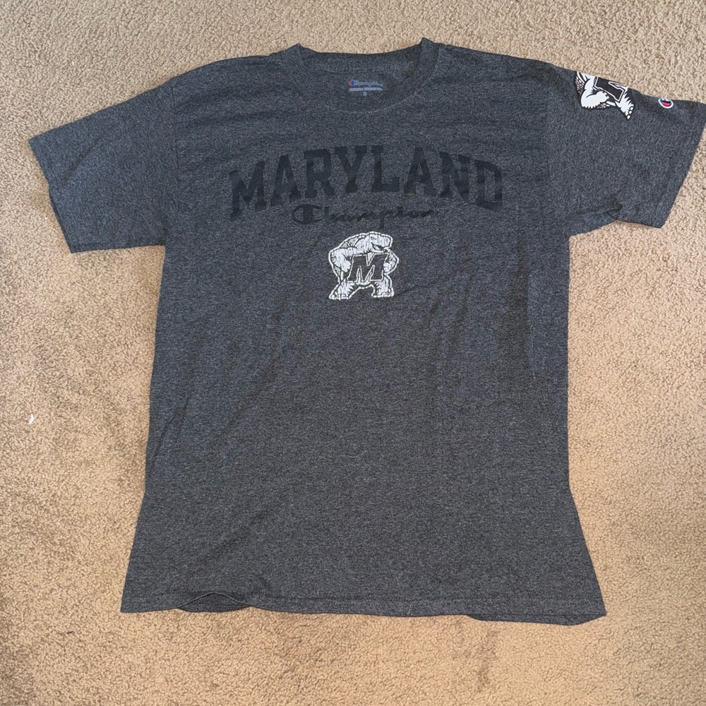 Champion Gray Short Sleeve Tee University of Maryland Design
